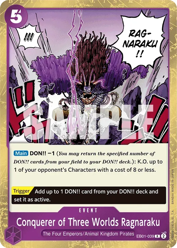Conquerer of Three Worlds Ragnaraku — carte One Piece TCG EB01-039 (Memorial Collection)