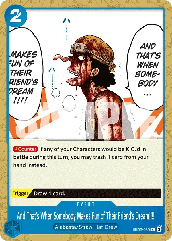 And That's When Somebody Makes Fun of Their Friend's Dream!!!! — carte One Piece TCG EB02-030 (Anime 25th Collection)