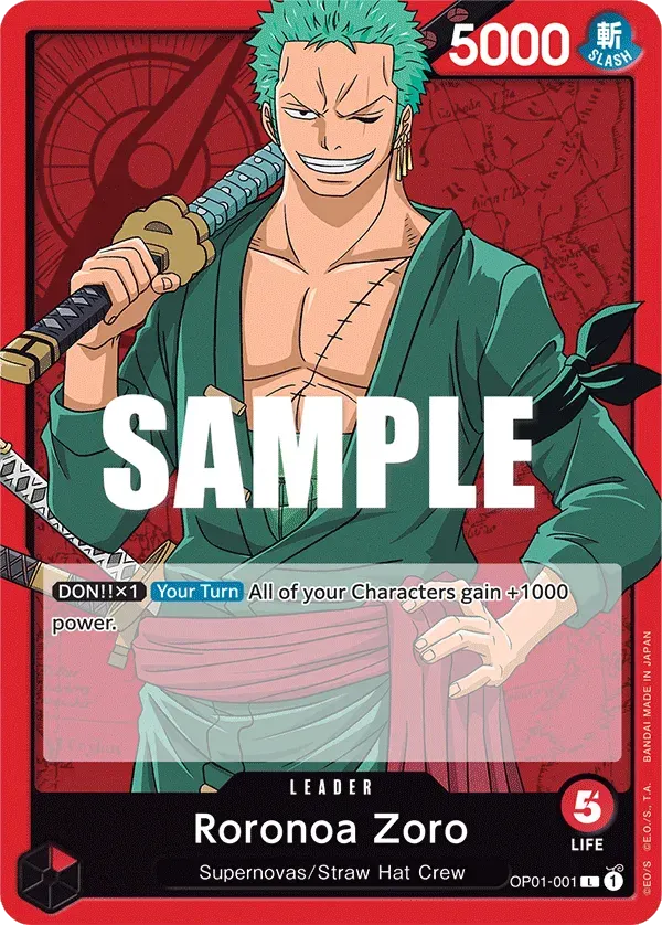 Roronoa Zoro — carte One Piece TCG OP01-001 (Romance Dawn)