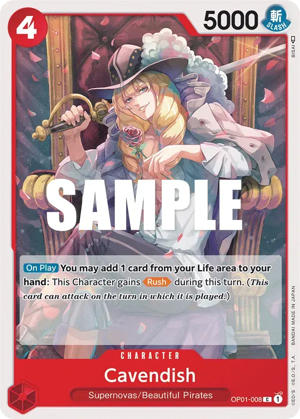 Cavendish — carte One Piece TCG OP01-008 (Romance Dawn)