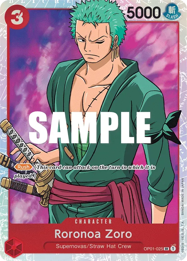 Roronoa Zoro — carte One Piece TCG OP01-025 (Romance Dawn)