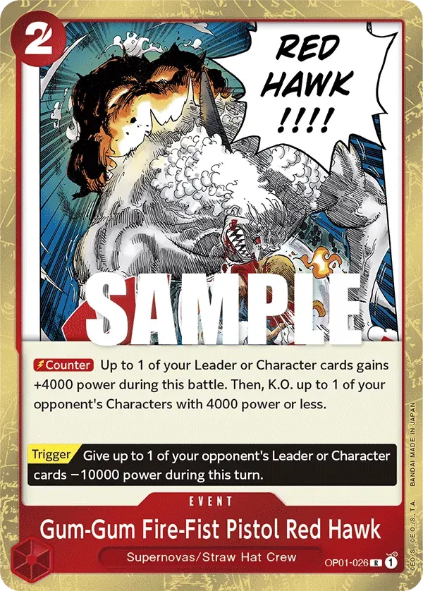 Gum-Gum Fire-Fist Pistol Red Hawk — carte One Piece TCG OP01-026 (Romance Dawn)