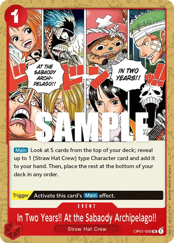 In Two Years!! At the Sabaody Archipelago!! — carte One Piece TCG OP01-030 (Romance Dawn)