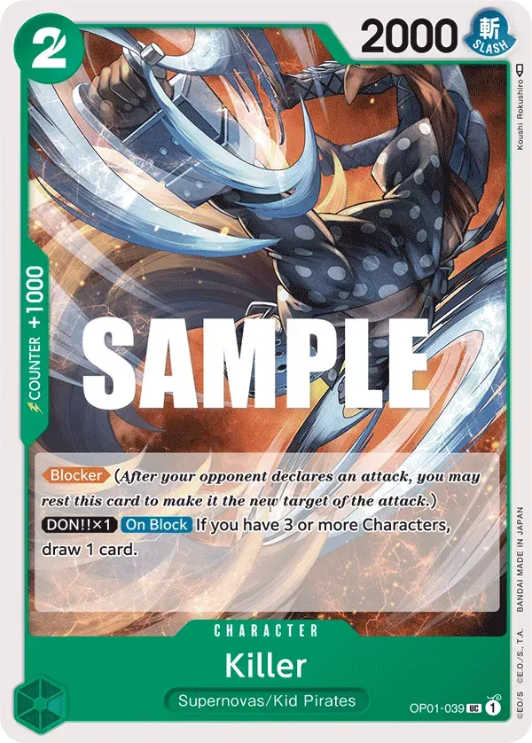 Killer — carte One Piece TCG OP01-039 (Romance Dawn)