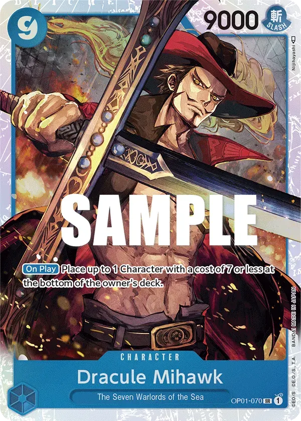 Dracule Mihawk — carte One Piece TCG OP01-070 (Romance Dawn)