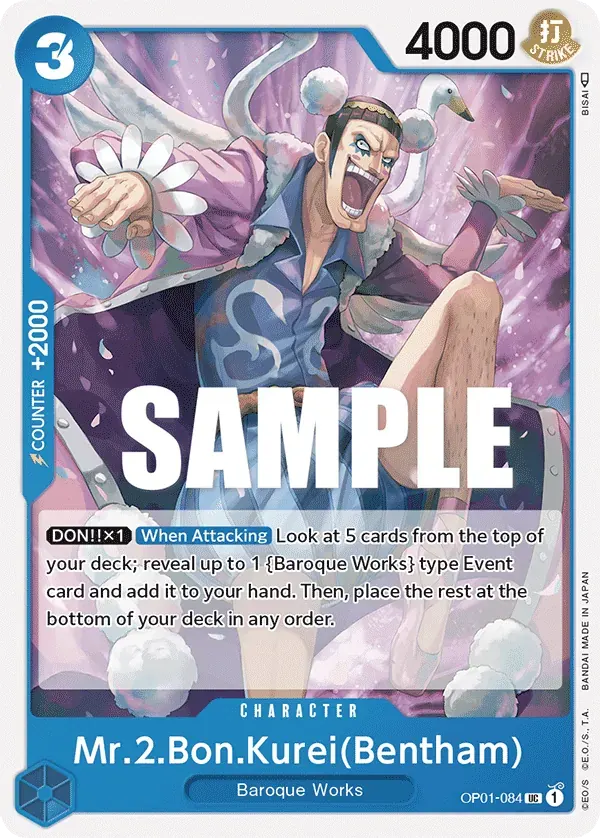 Mr.2.Bon.Kurei(Bentham) — carte One Piece TCG OP01-084 (Romance Dawn)