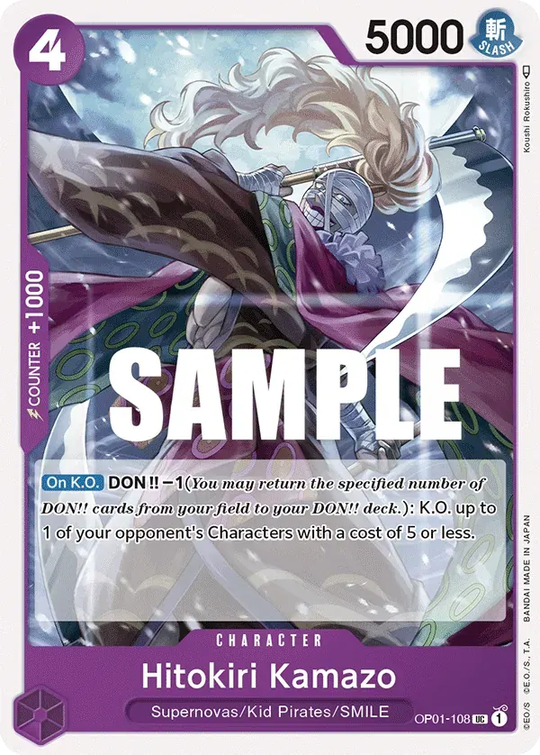Hitokiri Kamazo — carte One Piece TCG OP01-108 (Romance Dawn)