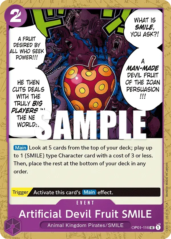 Artificial Devil Fruit SMILE — carte One Piece TCG OP01-116 (Romance Dawn)