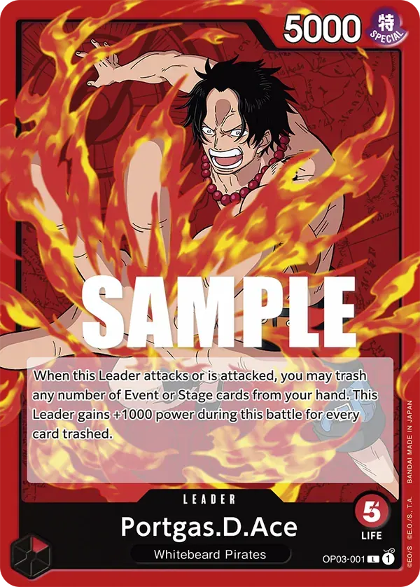 Portgas.D.Ace — carte One Piece TCG OP03-001 (Pillars of Strength)