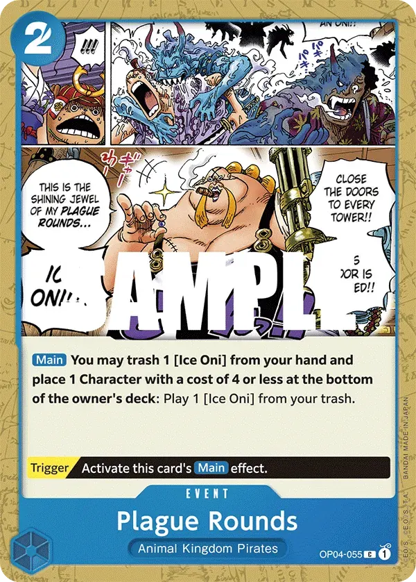Plague Rounds — carte One Piece TCG OP04-055 (Kingdoms of Intrigue)