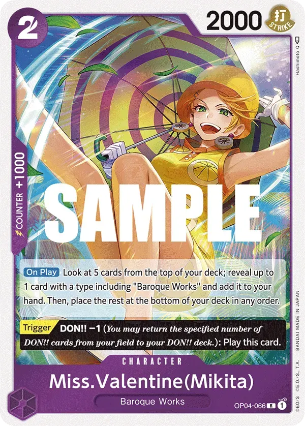 Miss.Valentine(Mikita) — carte One Piece TCG OP04-066 (Kingdoms of Intrigue)