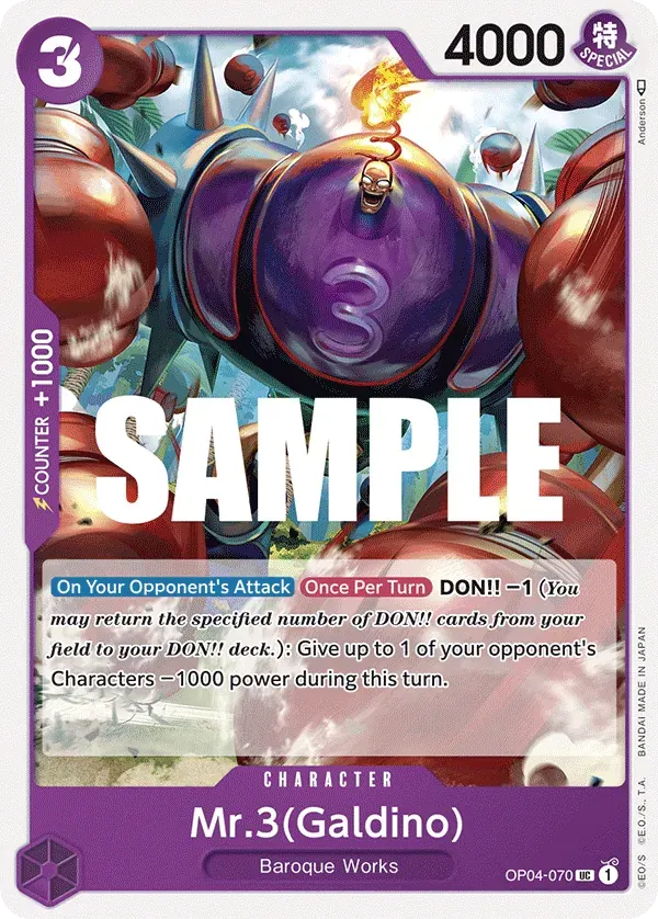 Mr.3(Galdino) — carte One Piece TCG OP04-070 (Kingdoms of Intrigue)