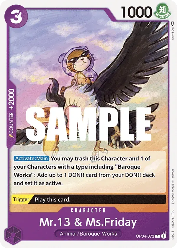 Mr.13 & Ms.Friday — carte One Piece TCG OP04-073 (Kingdoms of Intrigue)