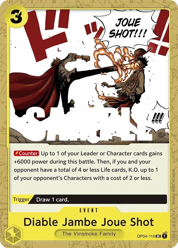 Diable Jambe Joue Shot — carte One Piece TCG OP04-116 (Kingdoms of Intrigue)