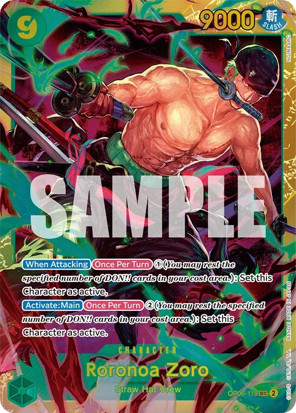 Roronoa Zoro — carte One Piece TCG OP06-118 (Wings of the Captain)
