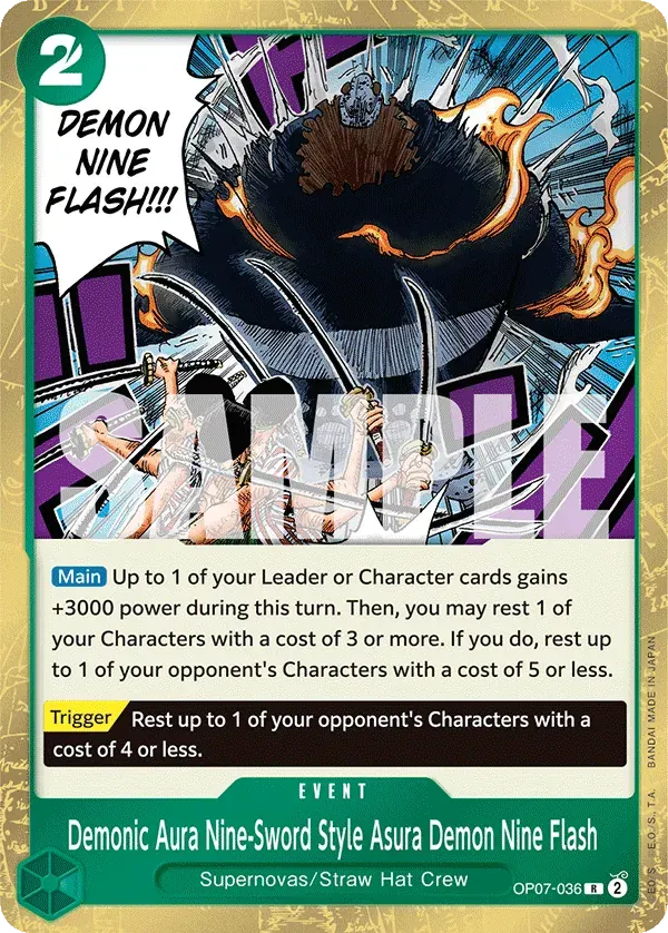 Demonic Aura Nine-Sword Style Asura Demon Nine Flash — carte One Piece TCG OP07-036 (500 Years in the Future)