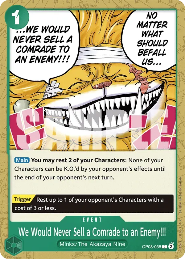 We Would Never Sell a Comrade to an Enemy!!! — carte One Piece TCG OP08-038 (Two Legends)