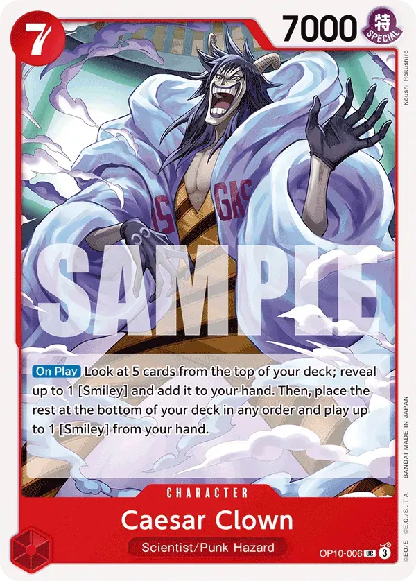 Caesar Clown — carte One Piece TCG OP10-006 (Royal Blood)
