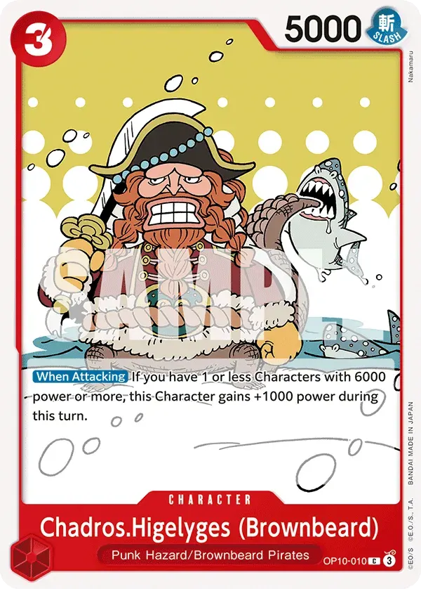 Chadros.Higelyges (Brownbeard) — carte One Piece TCG OP10-010 (Royal Blood)