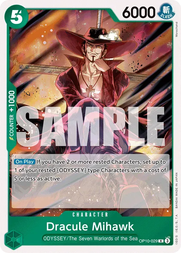 Dracule Mihawk — carte One Piece TCG OP10-029 (Royal Blood)