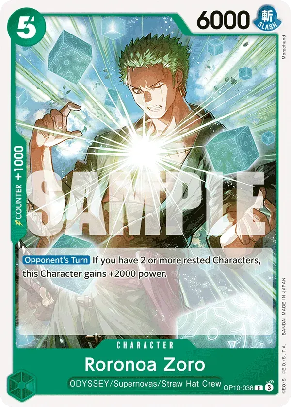 Roronoa Zoro — carte One Piece TCG OP10-038 (Royal Blood)