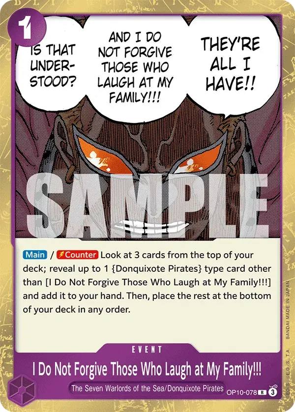 I Do Not Forgive Those Who Laugh at My Family!!! — carte One Piece TCG OP10-078 (Royal Blood)