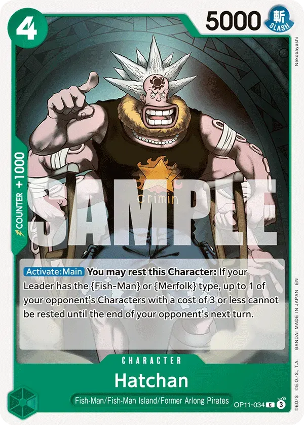 Hatchan — carte One Piece TCG OP11-034 (A Fist of Divine Speed)