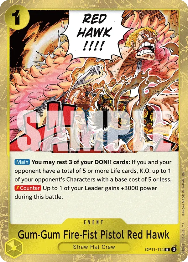 Gum-Gum Fire-Fist Pistol Red Hawk — carte One Piece TCG OP11-114 (A Fist of Divine Speed)