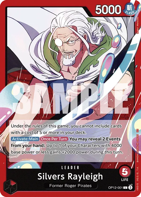 Silvers Rayleigh — carte One Piece TCG OP12-001 (Legacy of the Master)
