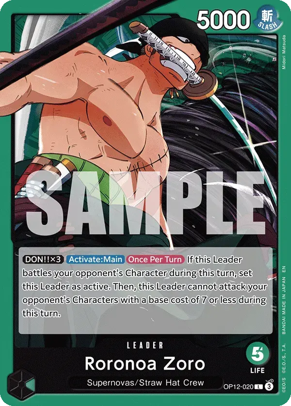 Roronoa Zoro — carte One Piece TCG OP12-020 (Legacy of the Master)