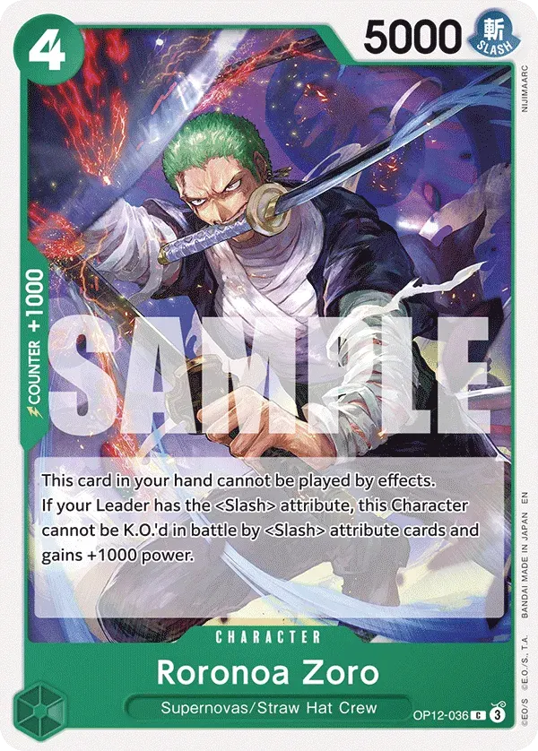 Roronoa Zoro — carte One Piece TCG OP12-036 (Legacy of the Master)