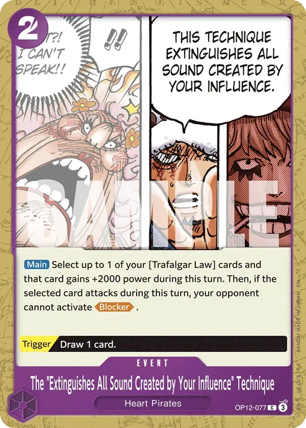 The "Extinguishes All Sound Created by Your Influence" Technique — carte One Piece TCG OP12-077 (Legacy of the Master)