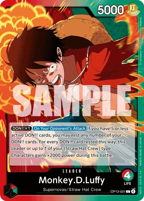 Monkey.D.Luffy — carte One Piece TCG OP13-001 (Carrying On His Will)