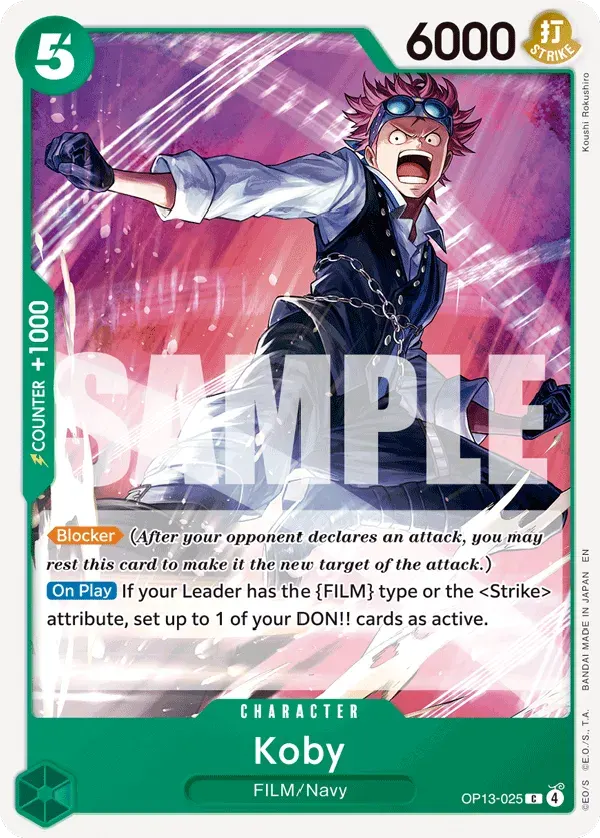 Koby — carte One Piece TCG OP13-025 (Carrying On His Will)