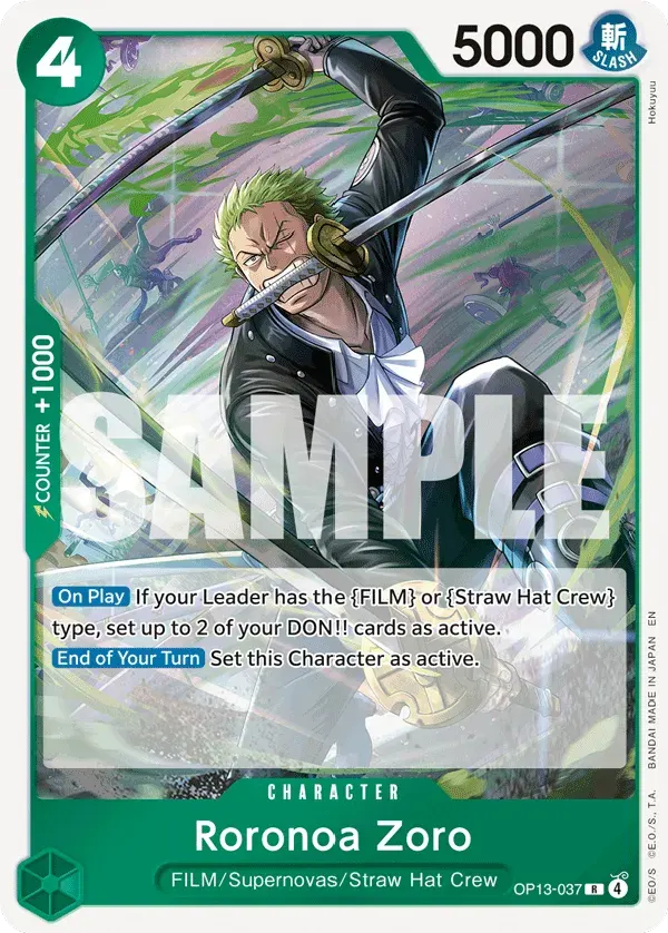 Roronoa Zoro — carte One Piece TCG OP13-037 (Carrying On His Will)