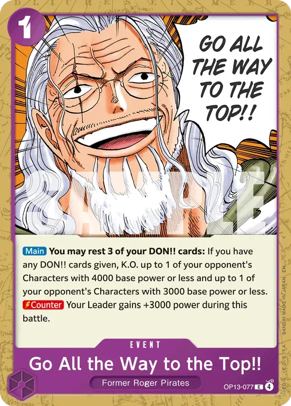 Go All the Way to the Top!! — carte One Piece TCG OP13-077 (Carrying On His Will)