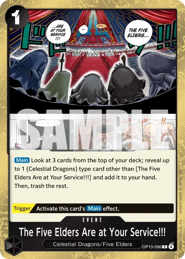 The Five Elders Are at Your Service!!! — carte One Piece TCG OP13-096 (Carrying On His Will)