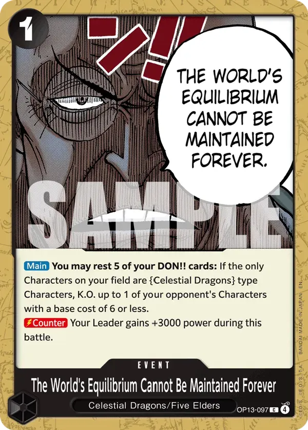 The World's Equilibrium Cannot Be Maintained Forever — carte One Piece TCG OP13-097 (Carrying On His Will)