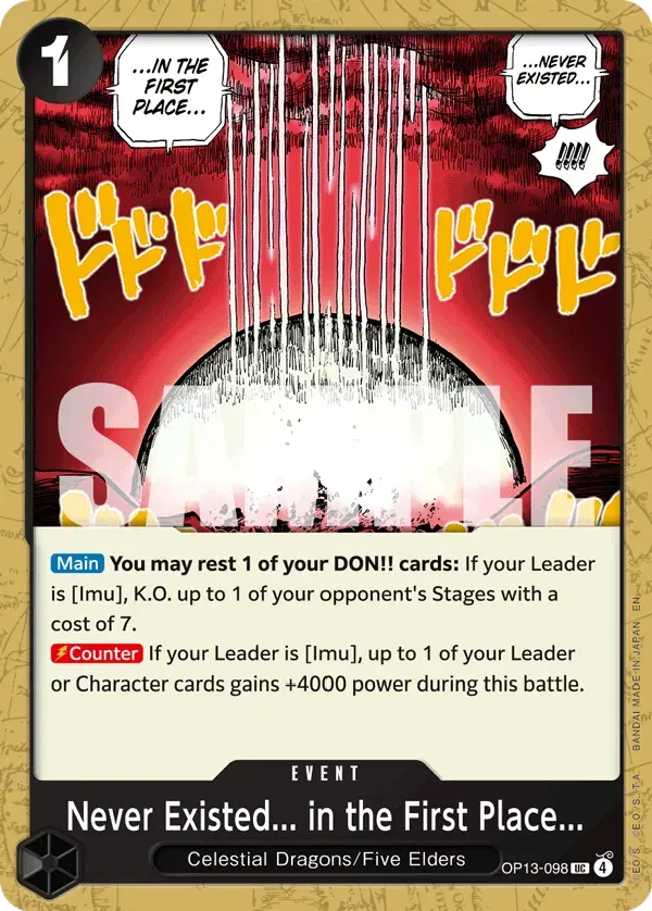 Never Existed... in the First Place... — carte One Piece TCG OP13-098 (Carrying On His Will)