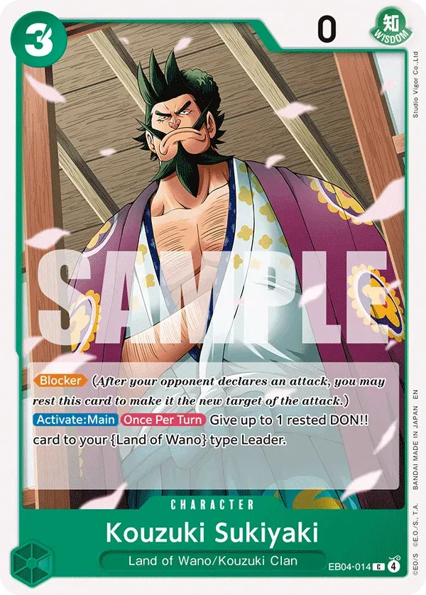 Kozuki Sukiyaki — carte One Piece TCG EB04-014 (The Azure Sea's Seven)