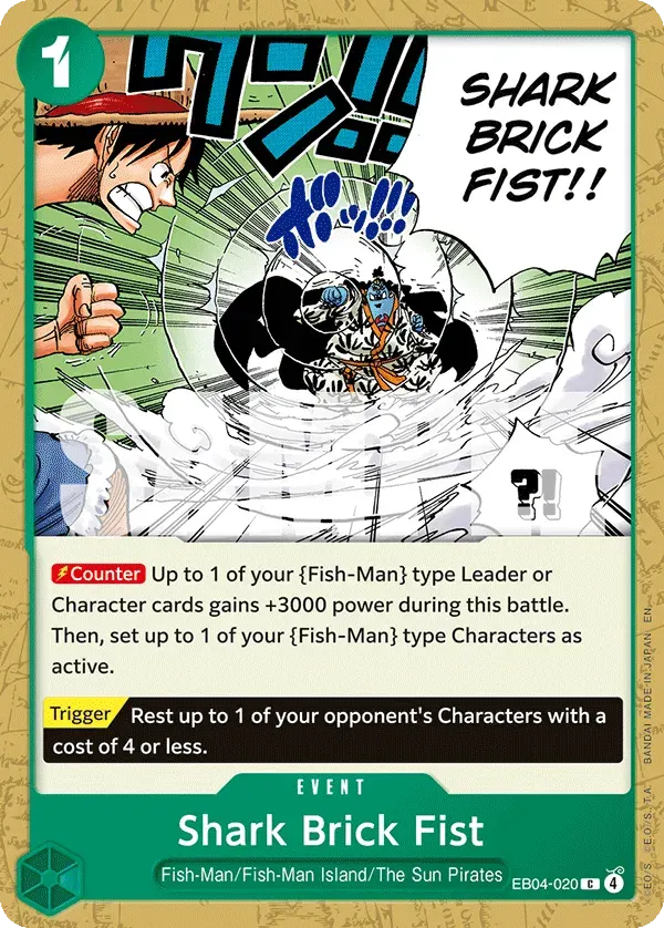 Shark Brick Fist — carte One Piece TCG EB04-020 (The Azure Sea's Seven)
