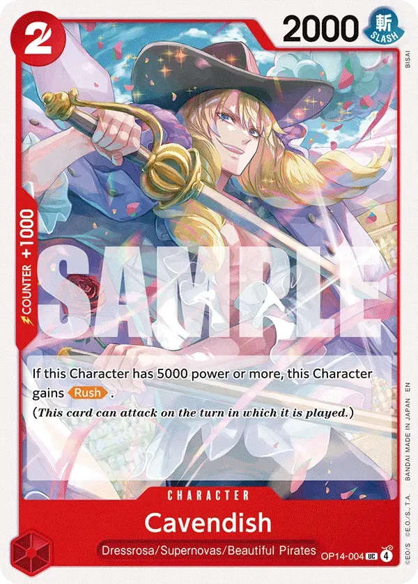 Cavendish — carte One Piece TCG OP14-004 (The Azure Sea's Seven)