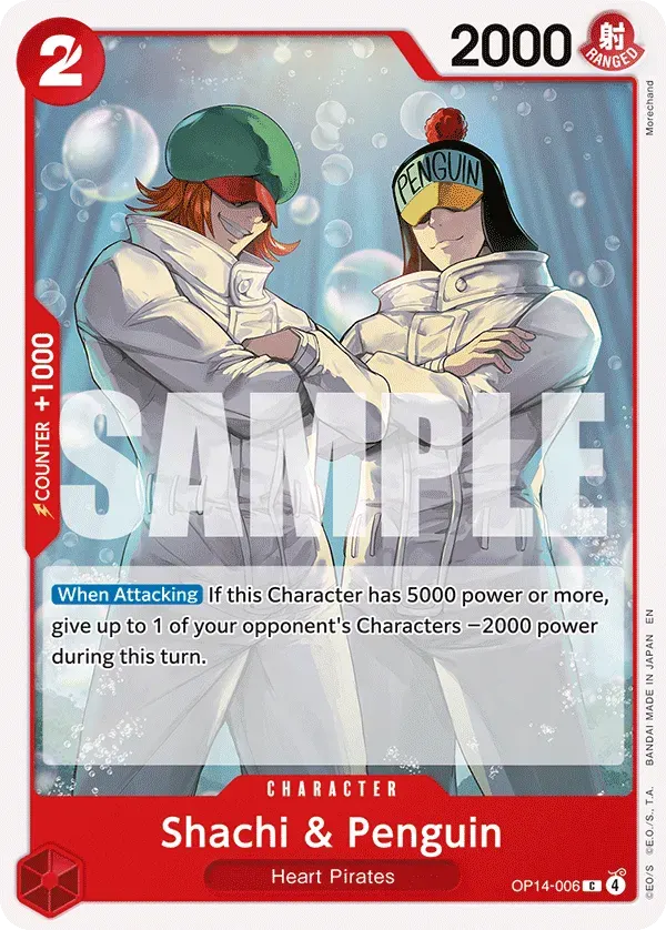 Shachi & Penguin — carte One Piece TCG OP14-006 (The Azure Sea's Seven)