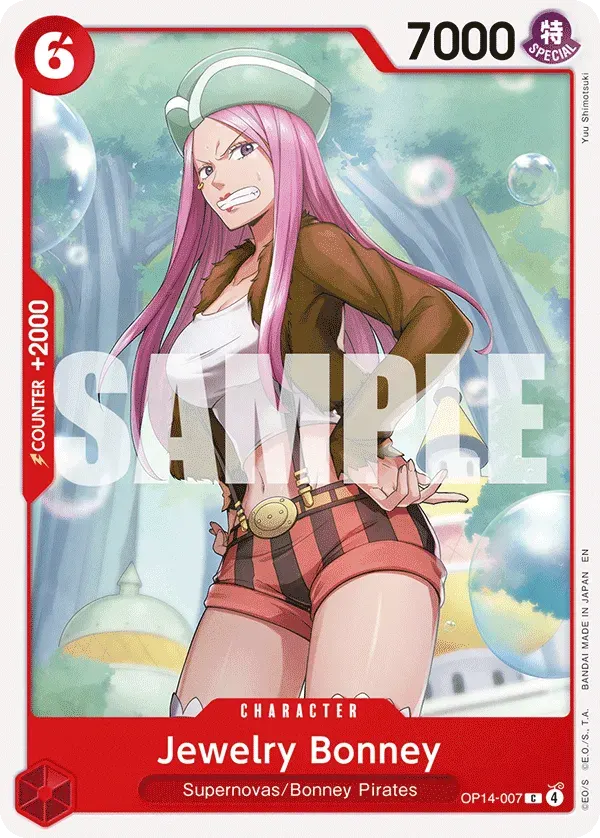 Jewelry Bonney — carte One Piece TCG OP14-007 (The Azure Sea's Seven)