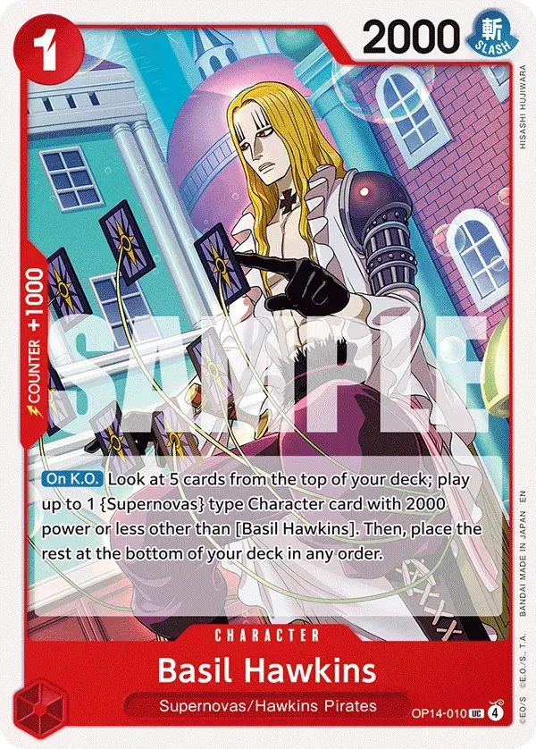Basil Hawkins — carte One Piece TCG OP14-010 (The Azure Sea's Seven)