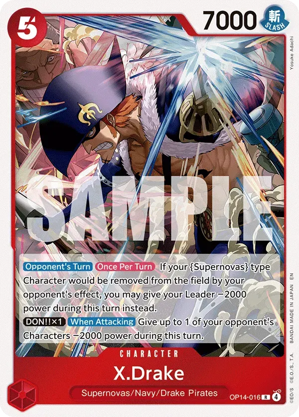 X.Drake — carte One Piece TCG OP14-016 (The Azure Sea's Seven)