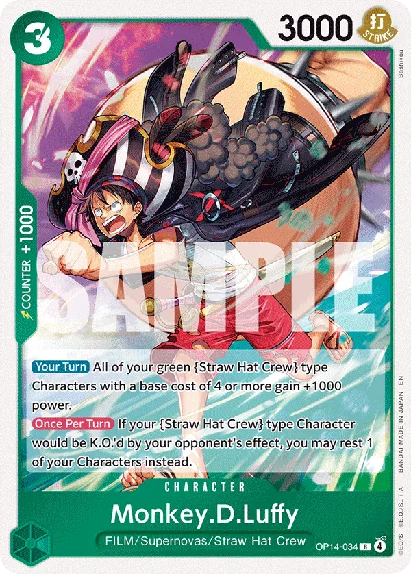 Monkey.D.Luffy — carte One Piece TCG OP14-034 (The Azure Sea's Seven)