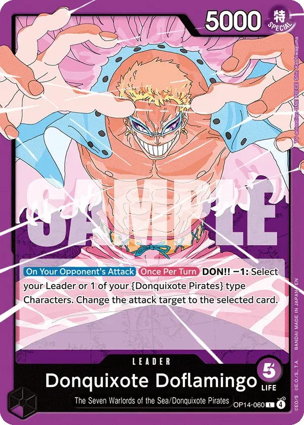 Donquixote Doflamingo — carte One Piece TCG OP14-060 (The Azure Sea's Seven)