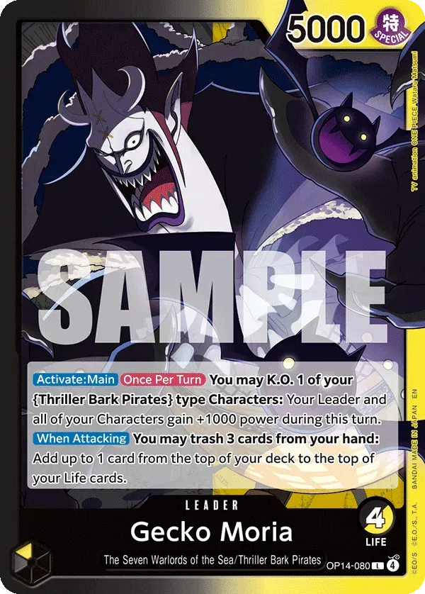 Gecko Moria — carte One Piece TCG OP14-080 (The Azure Sea's Seven)