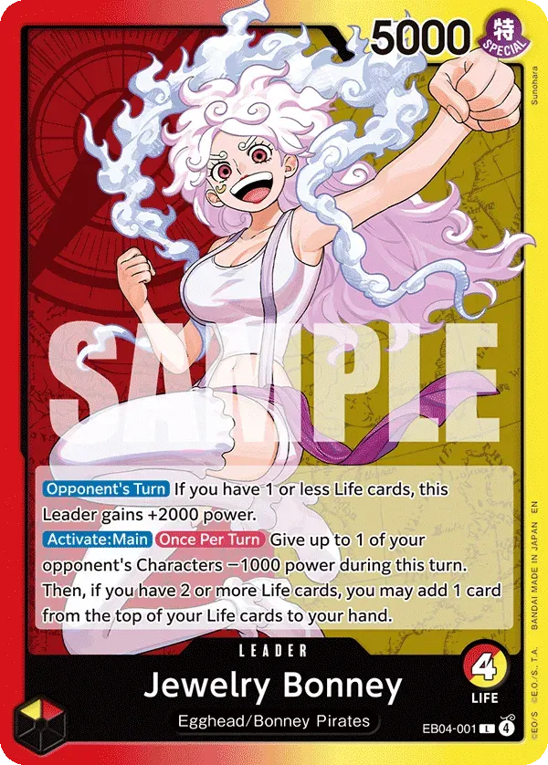 Jewelry Bonney — carte One Piece TCG EB04-001 (Adventure on Kami’s Island)